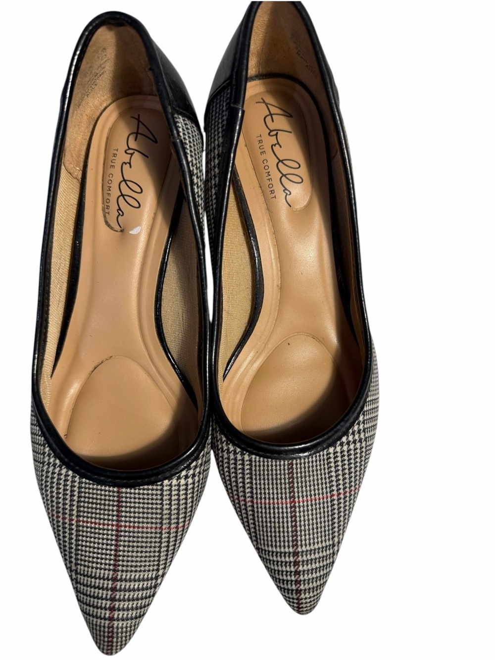 Abella True Comfort Women's Plaid Pointed Toe Pumps - Black/Gray Sz 6